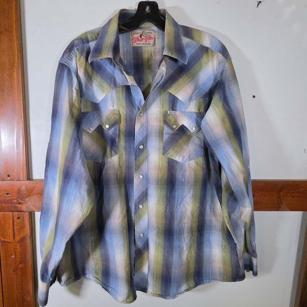 Vtg Wrangler American Cowboys Western Shirt with Metallic Thread & Pearl Snaps